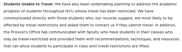 nyu response - coronavirus